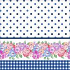 Micro Fibra Estampado Cenefa Floral Azul Rey