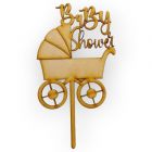 Pick de Madera Baby Shower Carriola 15 cm