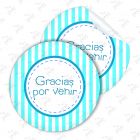 Stickers Para Fiestas Gracias Azul