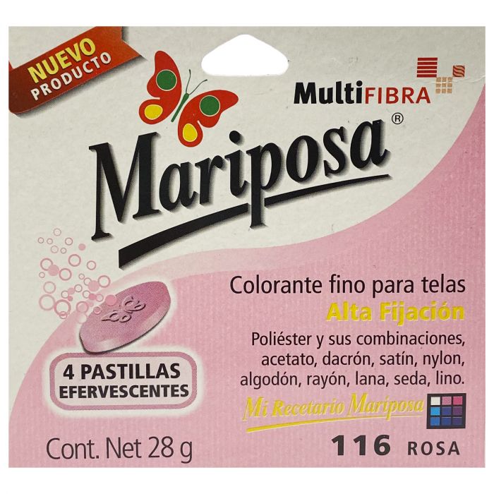 Colorante para telas Mariposa Multifibra Rosa No.116 de