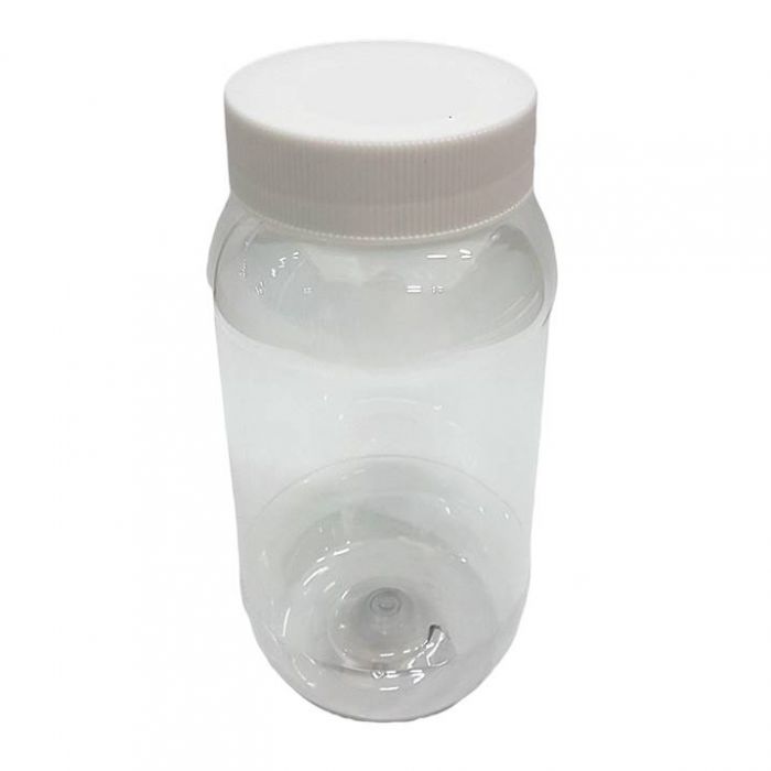 Bote de rosca de PET de 1000 ml, transparente, con tapa blanca