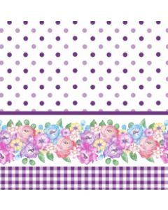 Micro Fibra Estampado Cenefa Floral Morado Lila