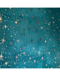 Organza Estrellas Liso Azul Turquesa