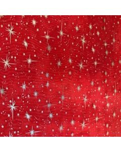 Organza Estrellas Liso Rojo