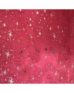 Organza Estrellas Liso Rosa Fiusha